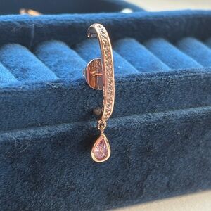 Elegant Pink Sapphire Raindrop Rose Gold Earring